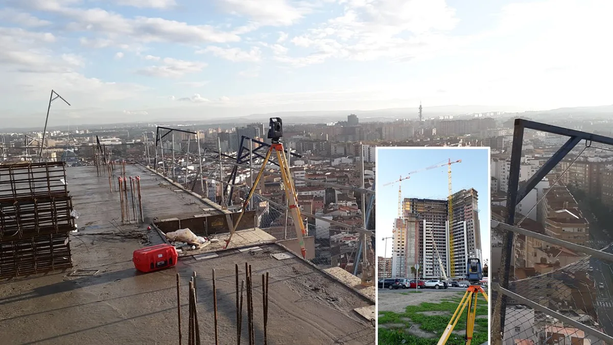 07 trabajos de topografía en construcción de torre zaragoza 30 plantas