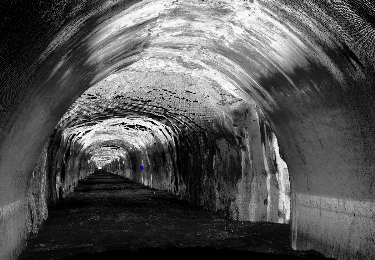 Geología y geotecnia imagen generada por láser escáner en trabajos de topografía y geología en túnel de lafortunada. huesca